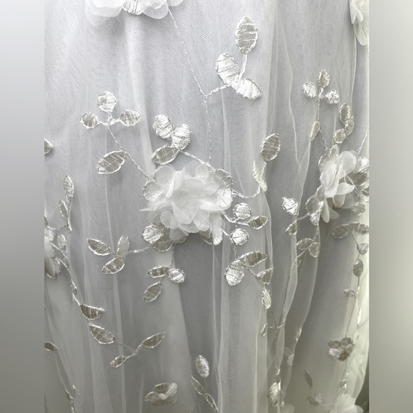 Selfie Leslie Floating By Pleated Neckline Dress Embellished White Size Small - Picture 5 of 8